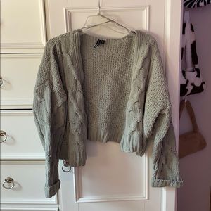 Green cropped cardigan